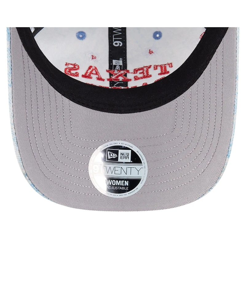 New Era Women's Light Blue Texas Rangers Daisy All Over 9TWENTY Adjustable Hat