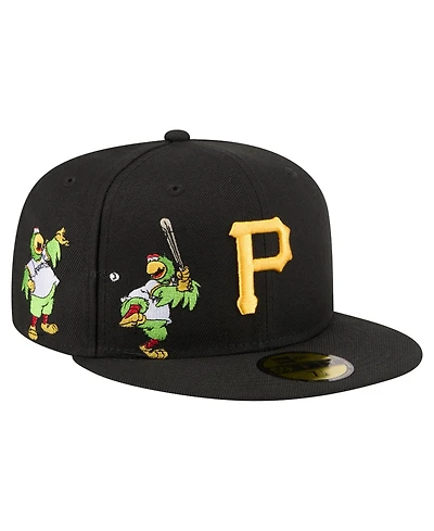 New Era Men's Black Pittsburgh Pirates Run Mascot 59FIFTY Fitted Hat
