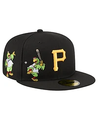 New Era Men's Black Pittsburgh Pirates Run Mascot 59FIFTY Fitted Hat