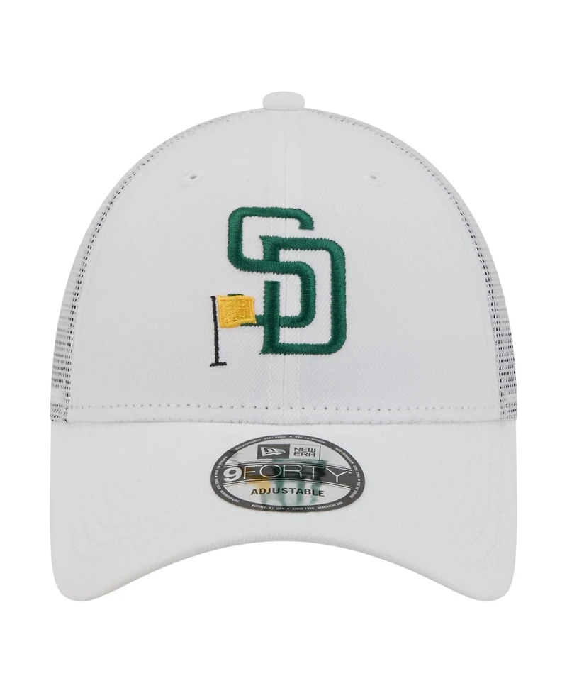 New Era Men's White San Diego Padres Flag 9FORTY Trucker Adjustable Hat
