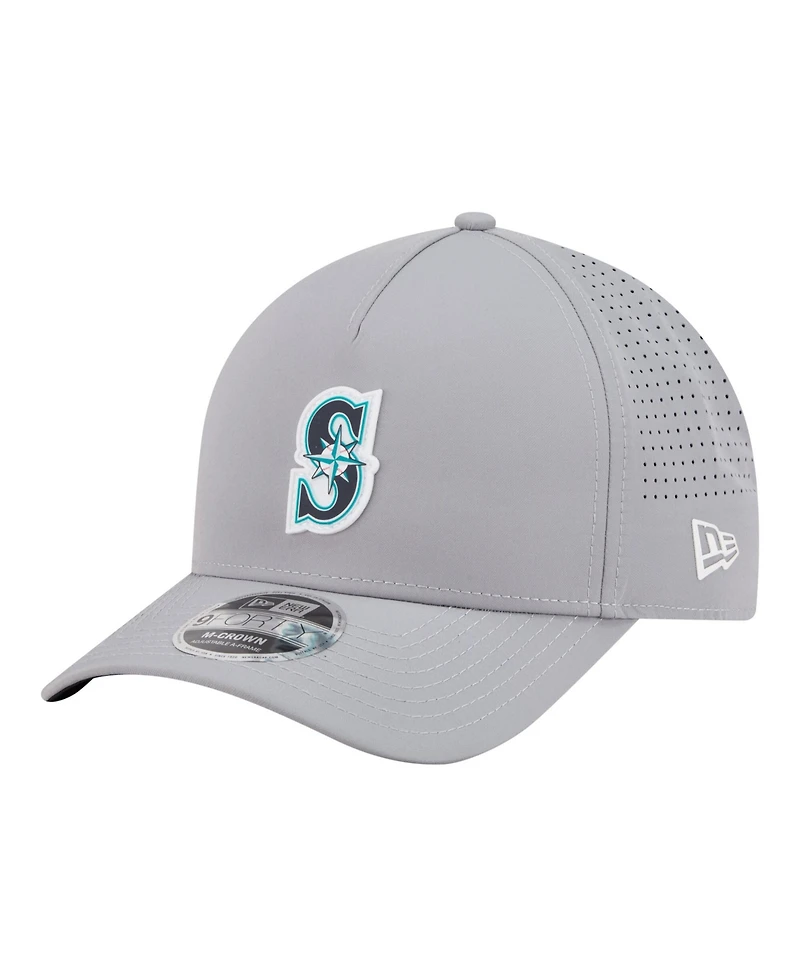 New Era Men's Gray Seattle Mariners Micro Logo 9FORTY M-Crown A-Frame Adjustable Hat
