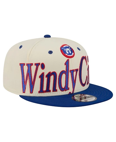 New Era Men's Cream Chicago Cubs Oversized Slogan 9FIFTY Snapback Hat