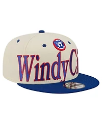 New Era Men's Cream Chicago Cubs Oversized Slogan 9FIFTY Snapback Hat