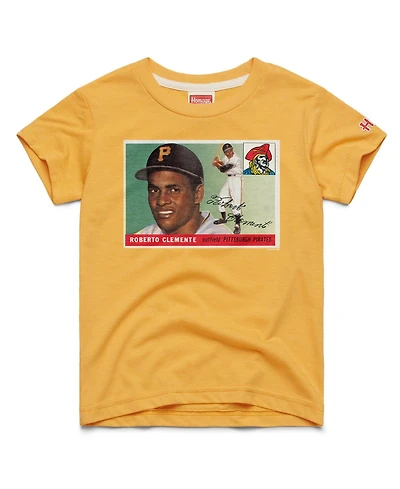 Homage Big Boys and Girls Roberto Clemente Gold Pittsburgh Pirates Topps Baseball Card Tri-Blend T-Shirt