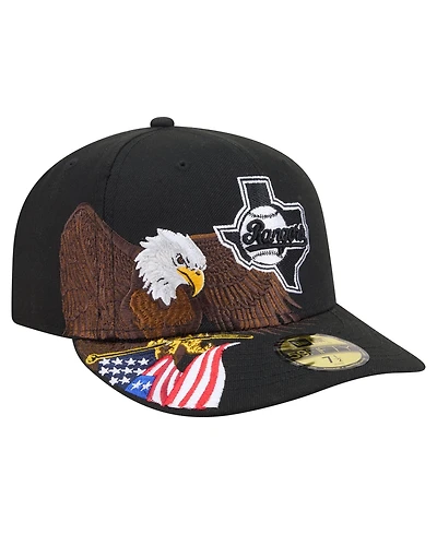 New Era Men's Black Texas Rangers Americana Bald Eagle Pre-Curved 59FIFTY Fitted Hat