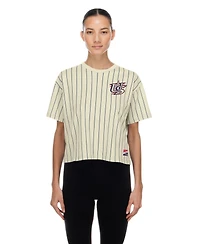 New Era Women's Cream Team Usa La 2028 Summer Olympics Mesh Back Pinstripe Boxy T-Shirt