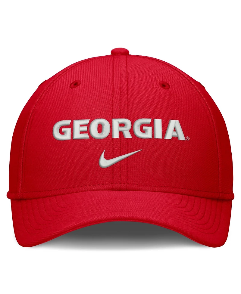 Nike Men's Red Georgia Bulldogs Rise On-Field SwooshFlex Dri-fit Flex Hat