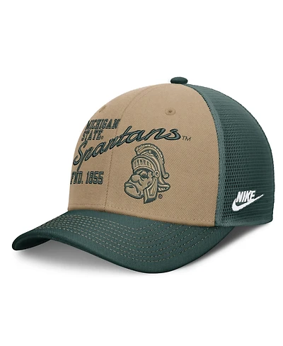 Nike Men's and Women's Beige, Forest Green Michigan State Spartans Legacy Rise Trucker Adjustable Hat