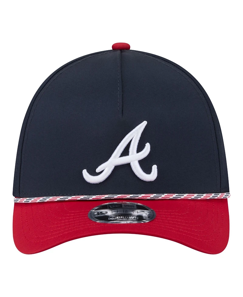 New Era Men's Navy, Red Atlanta Braves Rope M-Crown A-Frame 39THIRTY Flex Hat