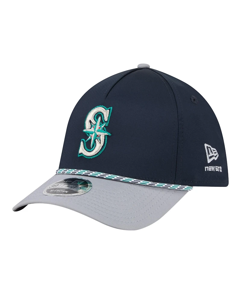 New Era Men's Navy, Gray Seattle Mariners Rope M-Crown A-Frame 39THIRTY Flex Hat