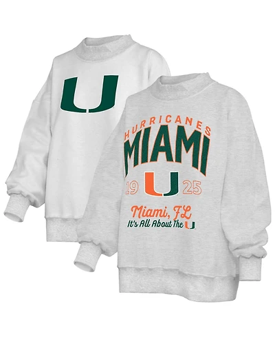 Pressbox Women's Heather Gray Miami Hurricanes Reversible Sweatshirt