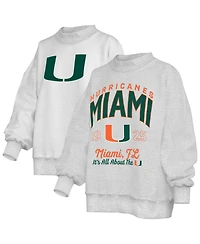 Pressbox Women's Heather Gray Miami Hurricanes Reversible Sweatshirt