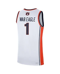 Nike Men's White Auburn Tigers 1 Home War Eagle Replica Basketball Jersey