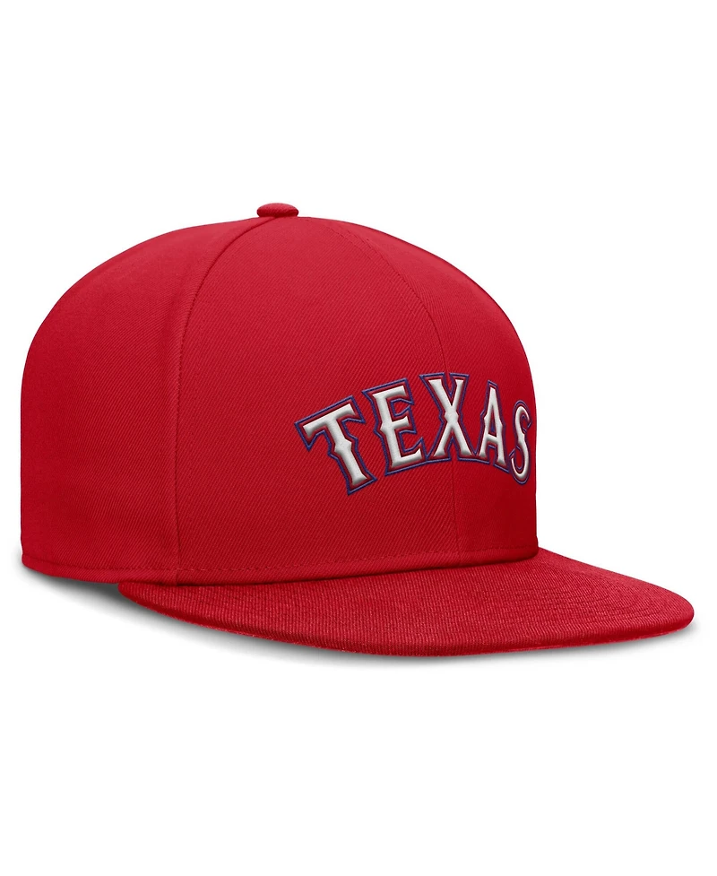Nike Men's Red Texas Rangers Wordmark Dri-fit Round Bill True Fitted Hat