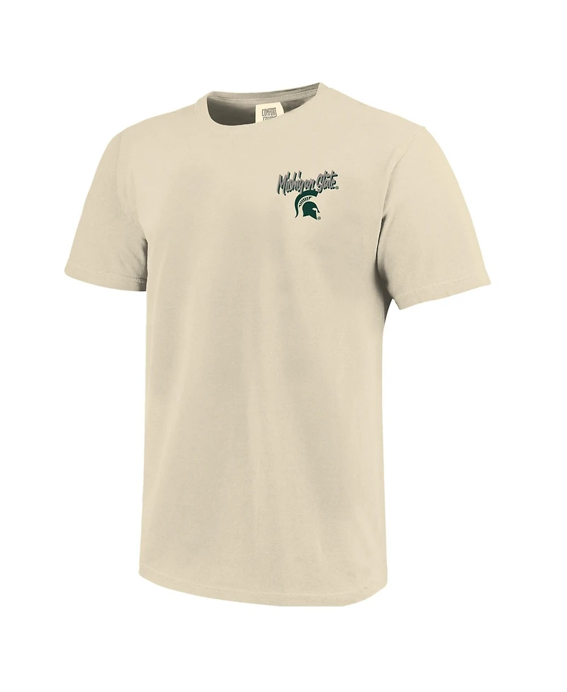 Image One Men's Natural Michigan State Spartans Comfort Colors Hand-Drawn Campus Stack T-Shirt