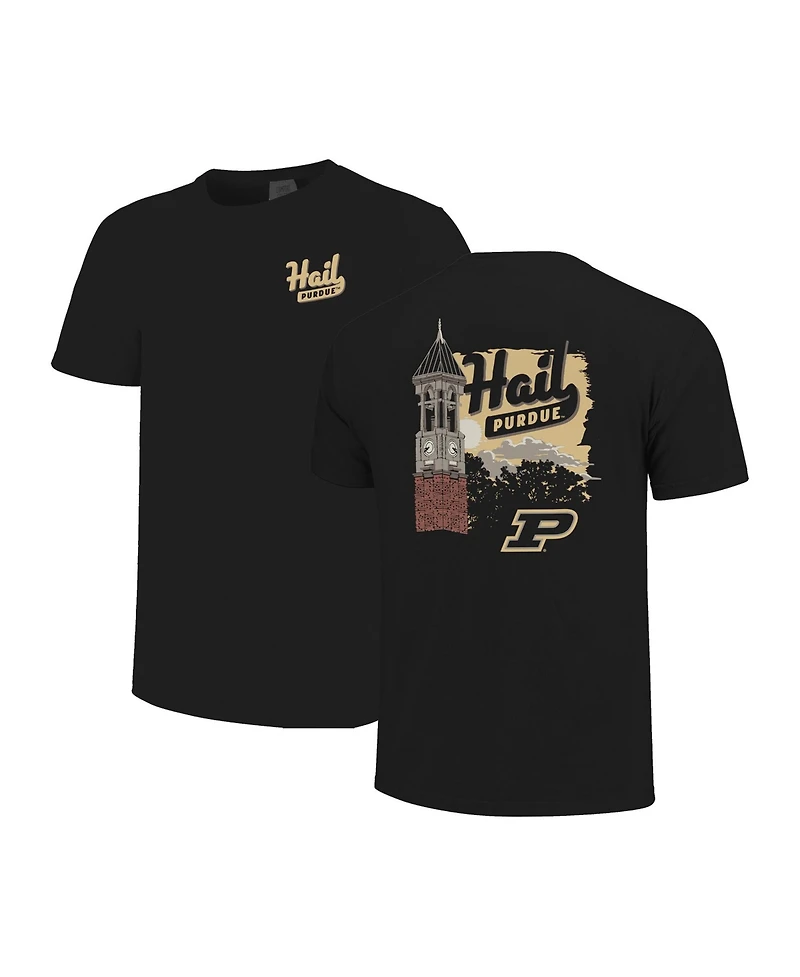 Image One Men's and Women's Black Purdue Boilermakers Hyper Local Clock Tower T-Shirt