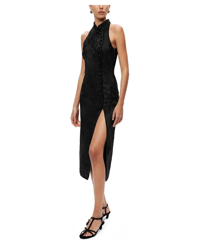Nocturne Women's High-Neck Button-Detail Midi Dress
