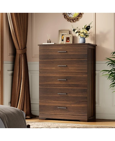 5 Drawer Dresser for Bedroom, 47" Tall Modern Chest of Drawers with Metal Handles, Storage Organizer Living Room, Entryway and Hallway
