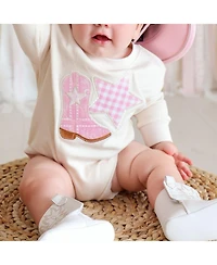 Sweet Wink Baby Girls 0-3M to 12M -18M Bandana Cowgirl Patch Western Long Sleeve Romper