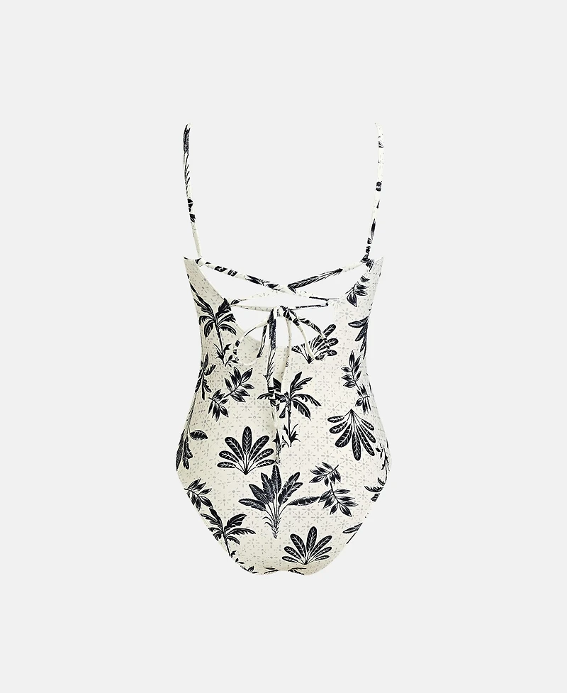 Cupshe Women's Neutral Tropic V Neck Ruched Bathing Suit