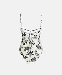 Cupshe Women's Neutral Tropic V Neck Ruched Bathing Suit