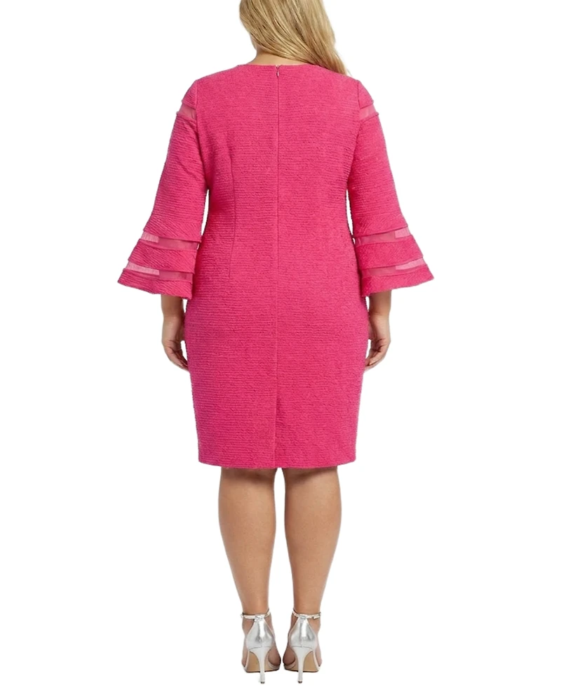 Ny Collection Plus Bell-Sleeve Dress with Mesh Insets