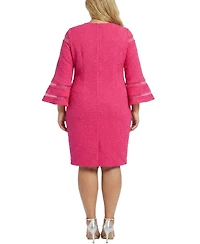 Ny Collection Plus Bell-Sleeve Dress with Mesh Insets