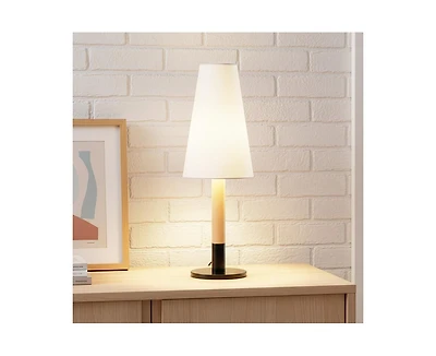 Brightech 19-in Arthur Metal and Wood Base Dimmable Led Table Lamp