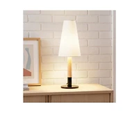 Brightech 19-in Arthur Metal and Wood Base Dimmable Led Table Lamp