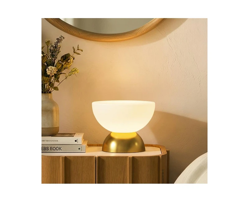 Brightech 5-in Lamina Led Dimmable Double Dome Table Lamp