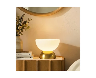 Brightech 5-in Lamina Led Dimmable Double Dome Table Lamp