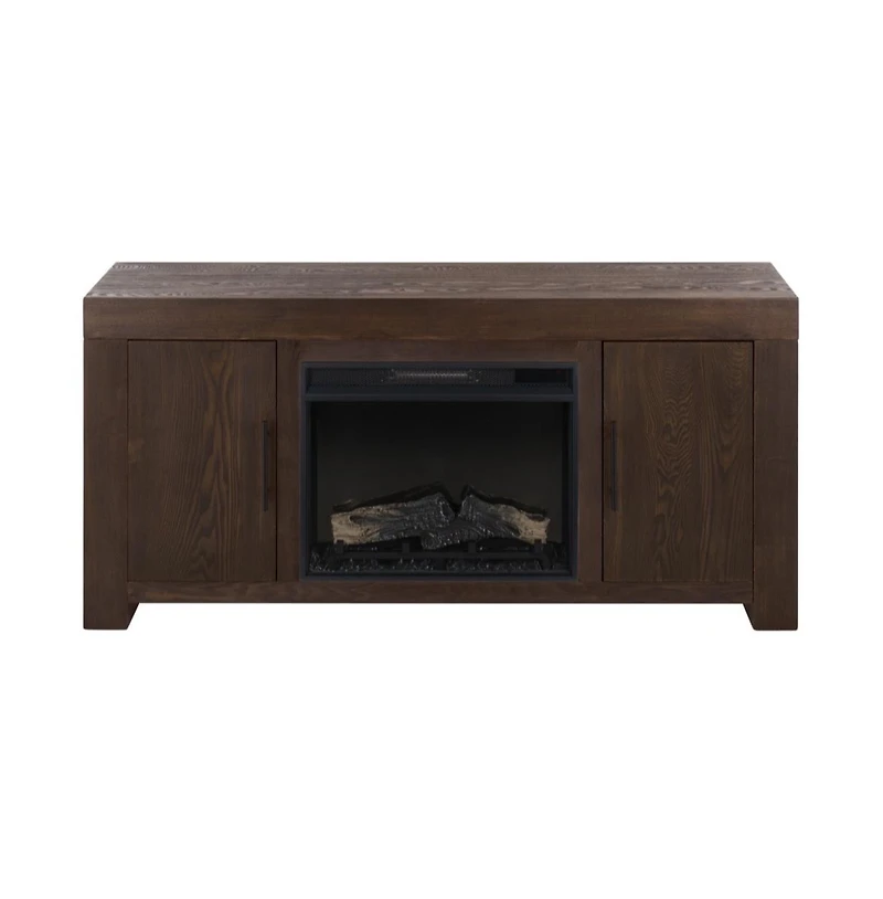 Augusta Home Senir 2 Cabinet Oak Tv Stand and Fireplace