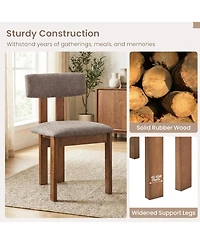 Slickblue Set of 2 Dining Chairs Upholstered Rubber Wood Frame Curved Back