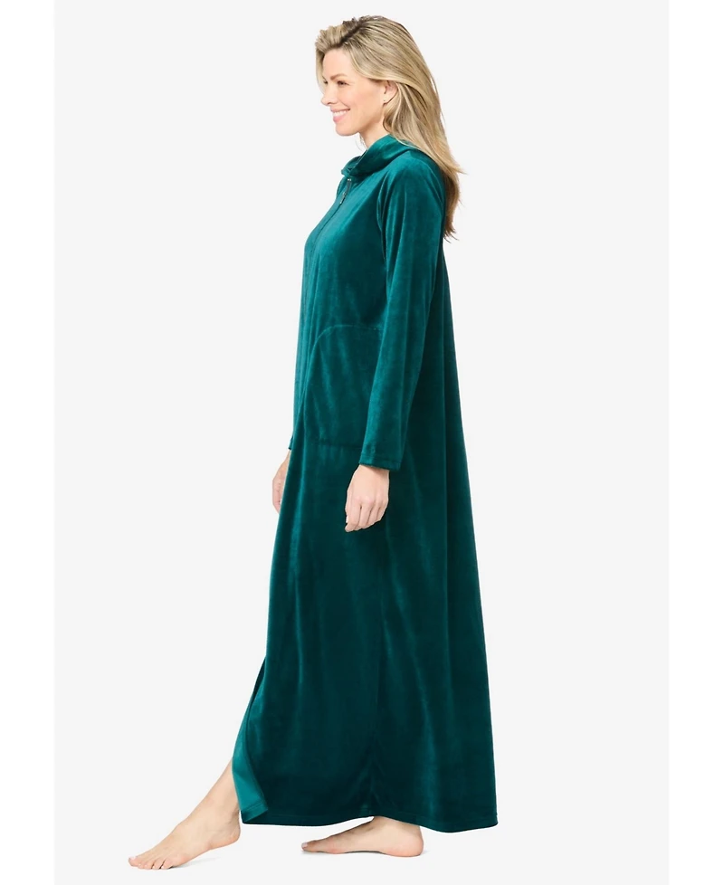 Dreams & Co. Women's Plus Co Hooded Velour Robe