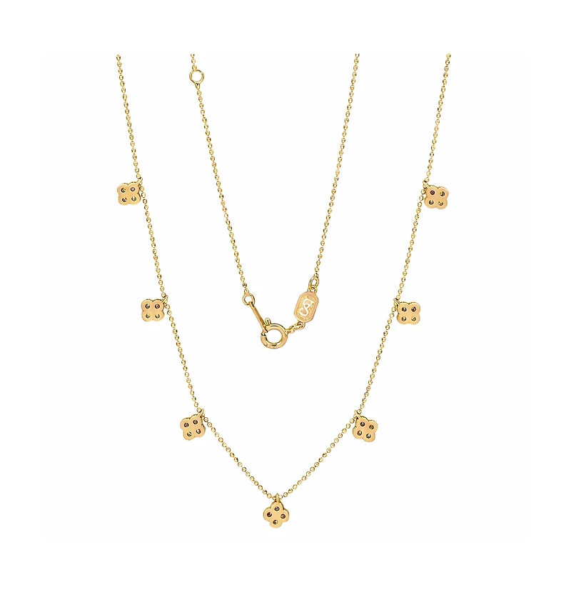 Suzy Levian New York Sterling Silver Cubic Zirconia Clover Drop Station Necklace