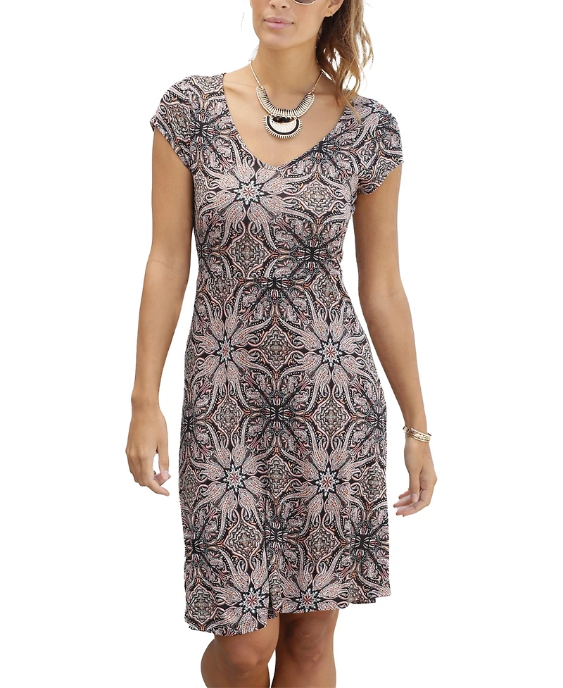 Lascana Women's Short Sleeve V-Neck Dress