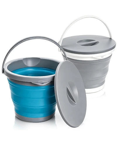Piscifun 2 Pack Collapsible Plastic Bucket 5 Gallon Foldable Tub For Camping Outdoor Activities