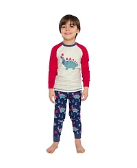 Deux par Deux Little Boys 6-12 Cotton Two Piece Pajama Set Dinosaur Print