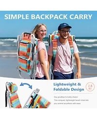 Aofar Beach Chair Portable Reclining 5 Positions Heavy Duty Folding Cup Holder Cooler Pouch Towel Bar