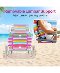 Aofar Low Beach Chair Reclining Folding Cup Holder Cooler Pouch