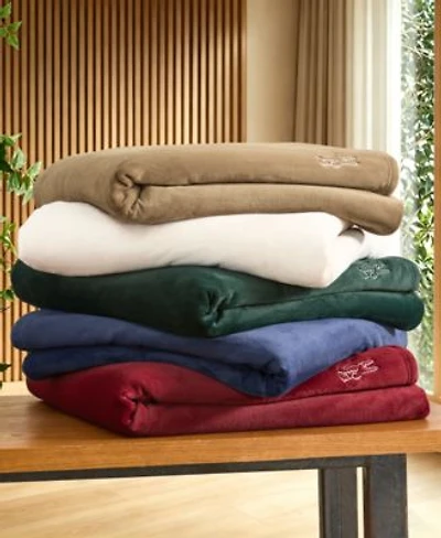 Lacoste Home Courtside Midweight Ultra Soft Coco Flannel Blanket