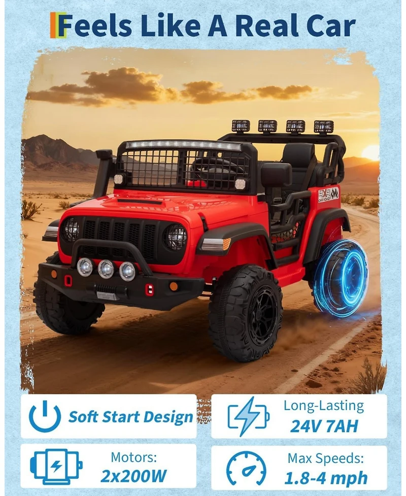homfan 2-Seat Ride-On Car with Remote Control, Ages 3+