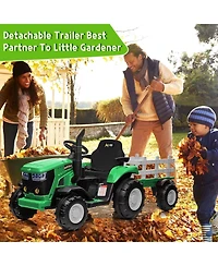 homfan Kids Ride on Tractor with Remote Control,12v Battery Powered Electric Tractor with Detachable Trailer and Bluetooth Music