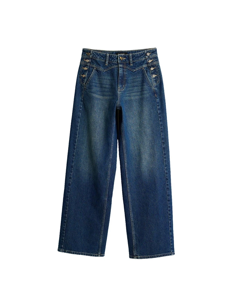 Desigual Women's High-Rise Wide-Leg Jeans