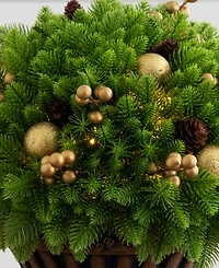 Nearly Natural 18" Ultraviolet Resistant Artificial Pre-Lit Christmas Pine Plant Indoor And Outdoor