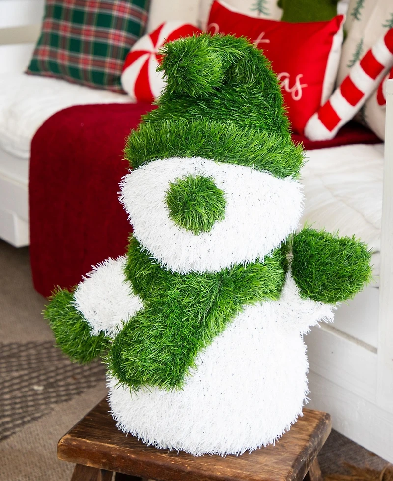 Nearly Natural 22" Ultraviolet Resistant Artificial Christmas Grass Garden Plush Topiary Snowman Indoor And Outdoor