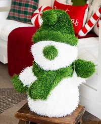 Nearly Natural 22" Ultraviolet Resistant Artificial Christmas Grass Garden Plush Topiary Snowman Indoor And Outdoor