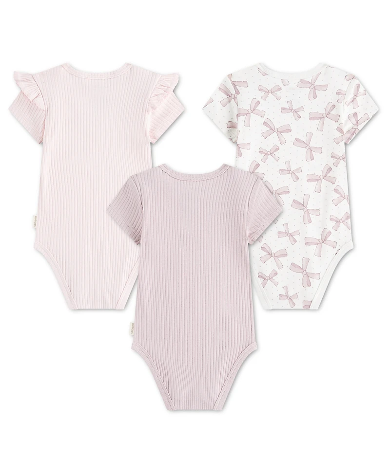 Huggies Baby Girls' Babywear Short-Sleeve Bodysuits, 3-Pack