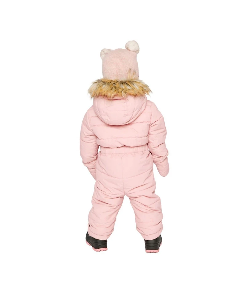 Deux par Baby Girl ( 6M to 24M ) Original One Piece Puffy Snowsuit with Removable Mittens and Boots Pale Dusty