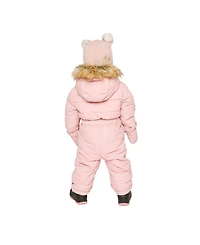 Deux par Baby Girl ( 6M to 24M ) Original One Piece Puffy Snowsuit with Removable Mittens and Boots Pale Dusty